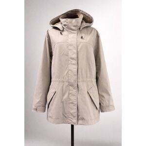 Pacific Trail Womens Hooded Jacket Beige Fleece Lined Mid Length Coat Size M